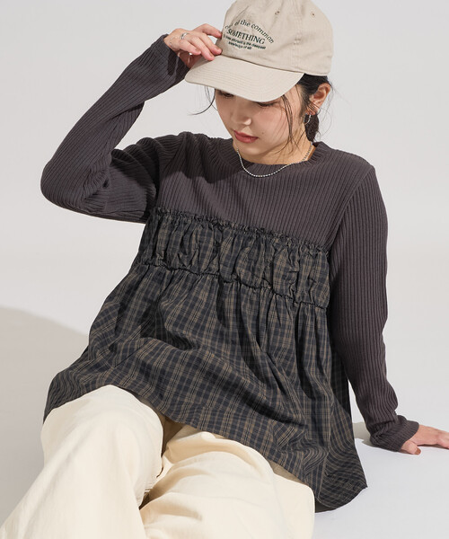 FREAK'S STORE（フリークスストア） tシャツ アーミーリブ チェック