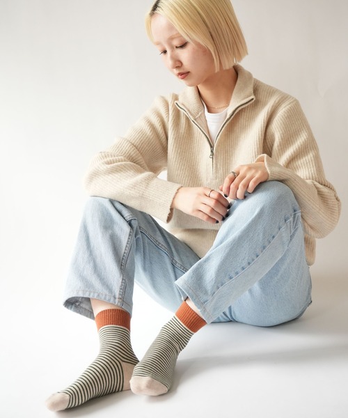 Port（ポート） 靴下 「 」 カラーボーダー ソックス / 靴下 ( 約23
