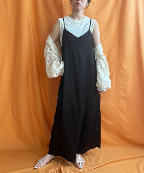 「LHELBIE」 オーバーオール M ブラック レディース_画像3