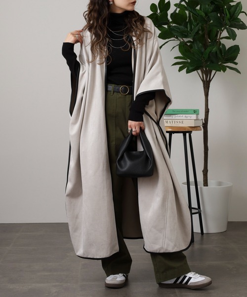 FUNALIVE（ファンアライブ） ポンチョ スエードパイピングポンチョ