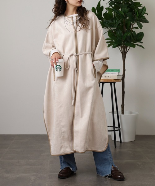 FUNALIVE（ファンアライブ） ポンチョ スエードパイピングポンチョ