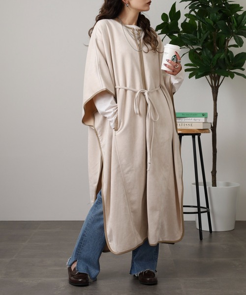 FUNALIVE（ファンアライブ） ポンチョ スエードパイピングポンチョ