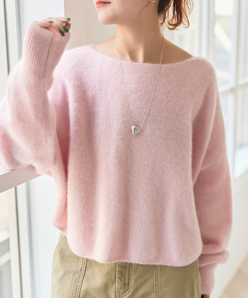 美品▲スピックアンドスパン ロングリブプルオーバー ニット 日本製 ピンク Spick＆Span（スピック アンド スパン） ニット セーター FOX/ALPACA