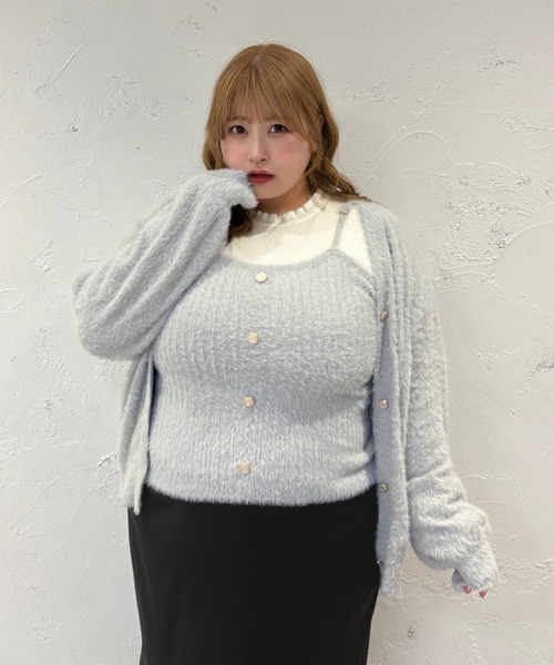 Louiosy】4Lカップ付きアシメストラップキャミインナー黒＋白 2着