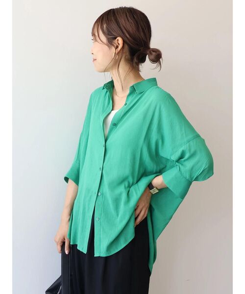 「AMERICAN HOLIC」 ドルマンスリーブシャツ M ネイビー レディース_画像2