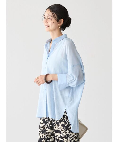 「AMERICAN HOLIC」 ドルマンスリーブシャツ M ネイビー レディース_画像5