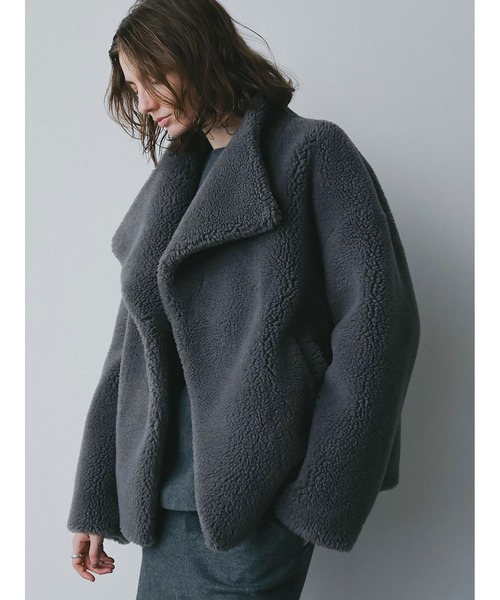 アリシアスタン　ボアコート　グレー ALEXIA STAM（アリシアスタン）の「Hooded Eco Fur Jacket /フード付き