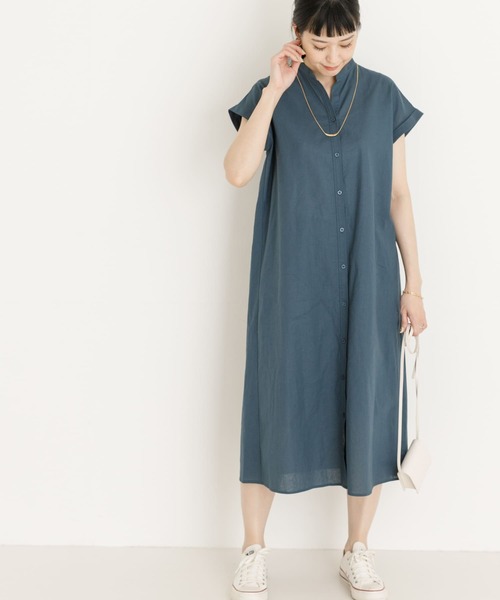 「UR Lab.」 半袖ワンピース FREE ネイビー レディース_画像6