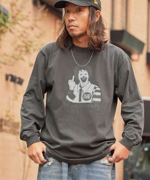 LONELY論理 / 長袖Tシャツ/コットン/ブラック LONELY/論理 tシャツ LONELY(論理)/ロンリー ”MAD LONELY” HEAVY OZ