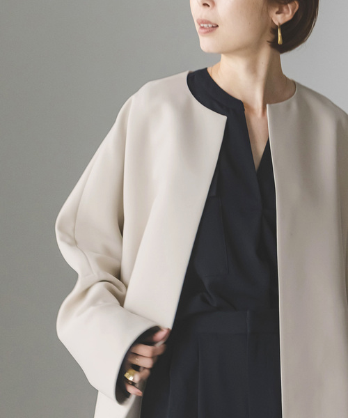NOBLE ノーカラージャケット ベージュ NOBLE（ノーブル） ノーカラージャケット 36 ベージュ レディース