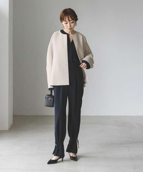 NOBLE ノーカラージャケット ベージュ NOBLE（ノーブル） ノーカラージャケット 36 ベージュ レディース