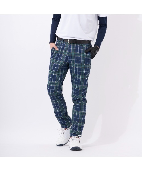 FILA GOLF 中綿入りチェックパンツ ネイビー FILA GOLF ネイビー チェックパンツ 裏起毛 - メルカリ