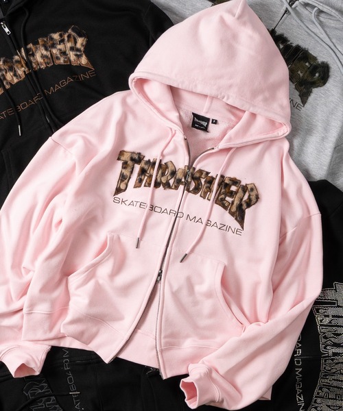 THRASHER ロゴプリント パーカー ピンク　ゾゾタウン完売品 THRASHER（スラッシャー） パーカー 「at」「THRASHER/スラッシャー