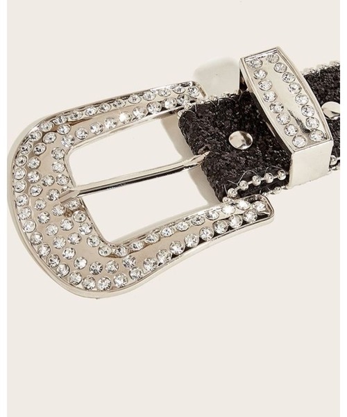 美品 Rene ルネ 華やか ベルト ラインストーン ベルベット 箱付 inst.ALL ベルト ラインストーンバックルラメベルト レディース