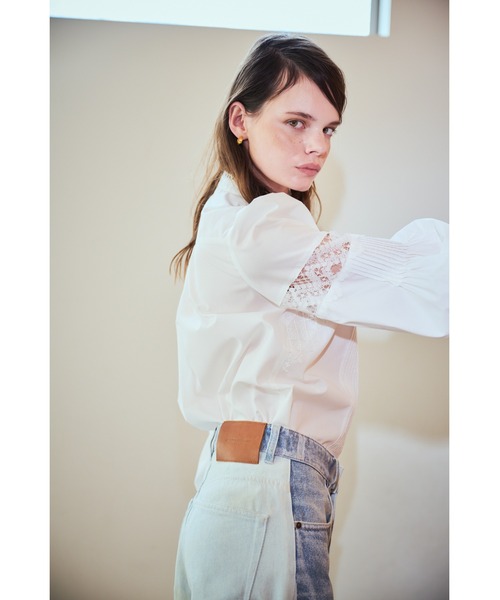 Estella.k エステラケー クロップドレースシャツ ホワイトの通販