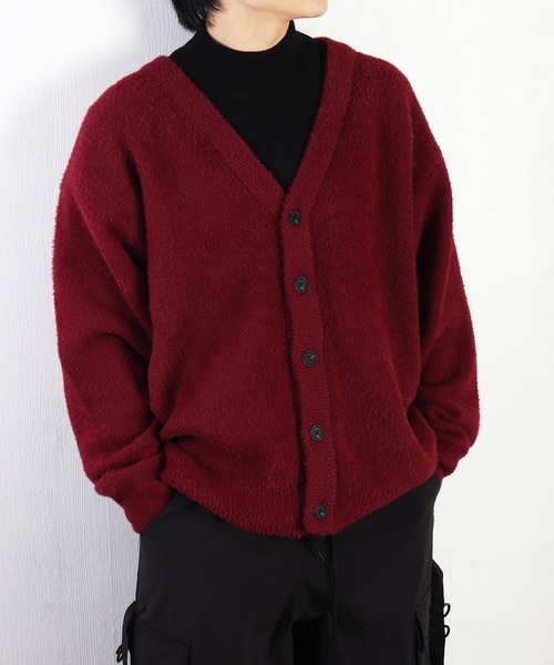 「WESTSEA」 「cathy’s closet」ニットカーディガン M ワイン メンズ_画像8