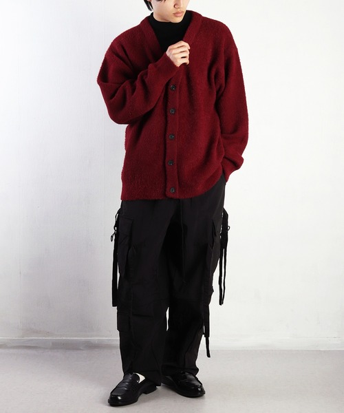 「WESTSEA」 「cathy’s closet」ニットカーディガン M ワイン メンズ_画像9