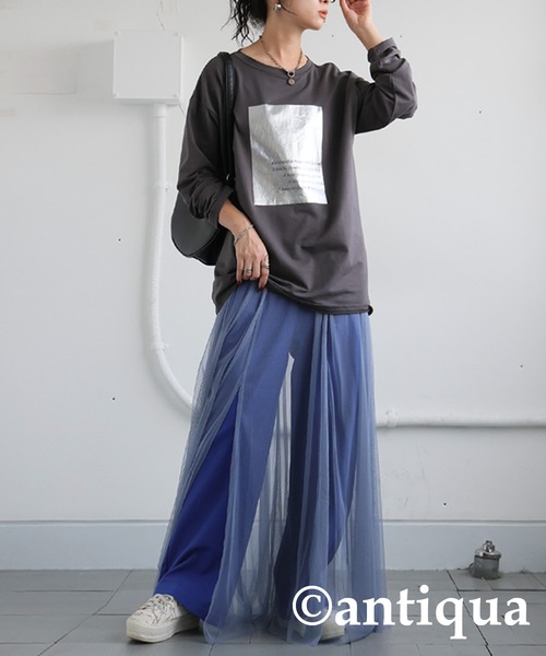 「antiqua」 イージーパンツ MEDIUM グレー系その他 レディース_画像5