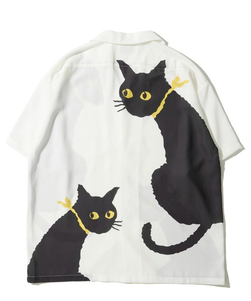 ADPOSION（アドポーション） ブラウス シャツ 半袖 BIG CAT PRINT
