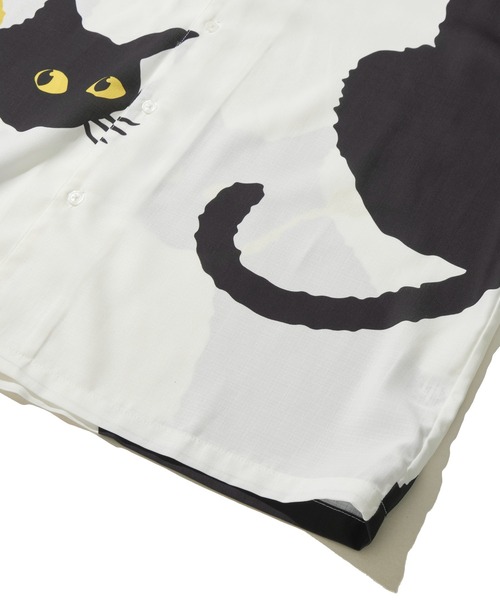 ADPOSION（アドポーション） ブラウス シャツ 半袖 BIG CAT PRINT