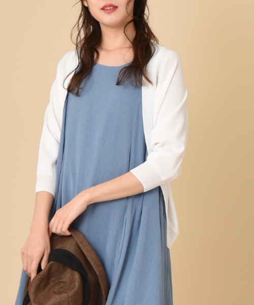 「INTERPLANET」 7分袖ニットカーディガン FREE グリーン レディース_画像9