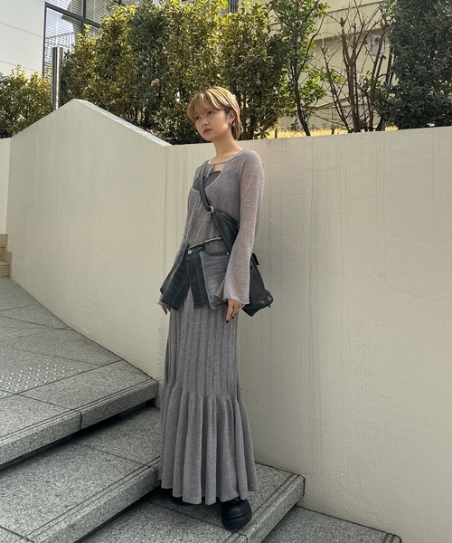 Ameri（アメリ） パーティードレス ドレス HEM FRILL WIDE RIB KNIT