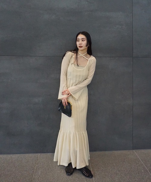 Ameri（アメリ） パーティードレス ドレス HEM FRILL WIDE RIB KNIT