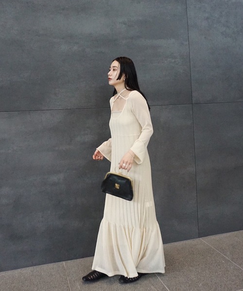 Ameri（アメリ） パーティードレス ドレス HEM FRILL WIDE RIB KNIT