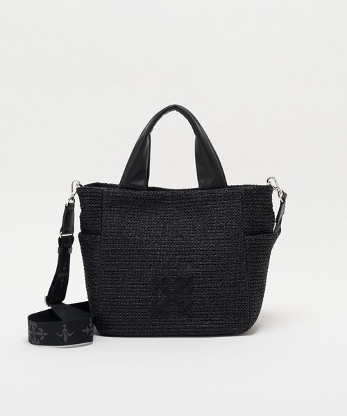 ラシット☆レディース2ウェイバック☆ブラック系☆美品 russet（ラシット） トートバッグ ナイロンラフィア2WAYトートバッグ