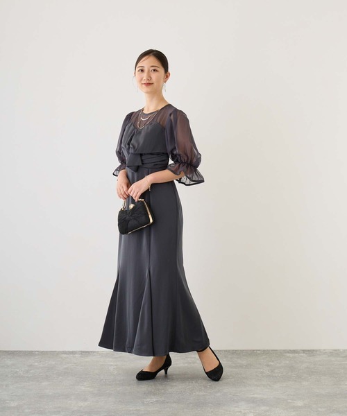 「Dorry Doll」 7分袖ワンピース M グレイッシュベージュ レディース_画像3