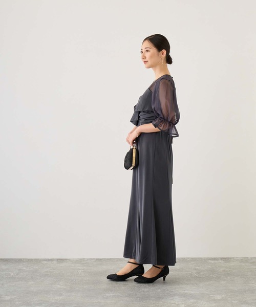 「Dorry Doll」 7分袖ワンピース M グレイッシュベージュ レディース_画像4