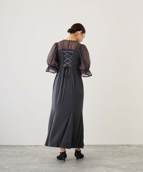 「Dorry Doll」 7分袖ワンピース M グレイッシュベージュ レディース_画像5