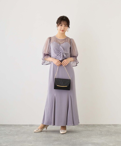 「Dorry Doll」 7分袖ワンピース M グレイッシュベージュ レディース_画像6
