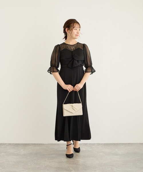 「Dorry Doll」 7分袖ワンピース M グレイッシュベージュ レディース_画像7