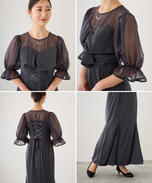 「Dorry Doll」 7分袖ワンピース M グレイッシュベージュ レディース_画像8