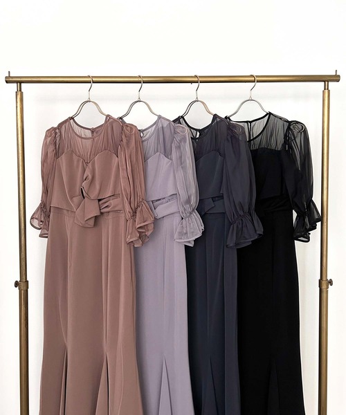「Dorry Doll」 7分袖ワンピース M グレイッシュベージュ レディース_画像9