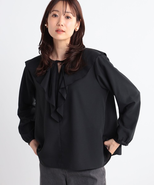 「GALLORIA」 長袖ブラウス L ブラック レディース_画像2