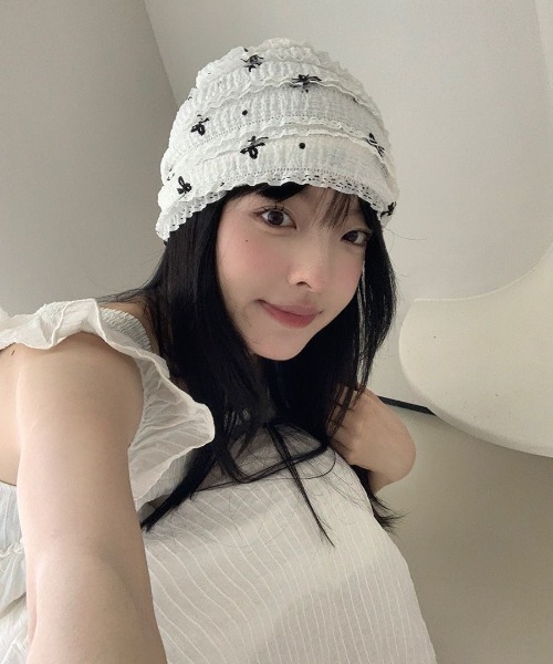 ニット帽 ニットキャップ レースリボンサマーニットビーニー レディース | lulufa | 11