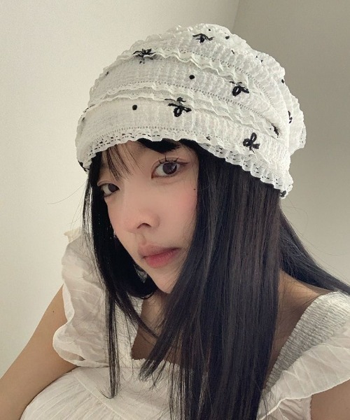 ニット帽 ニットキャップ レースリボンサマーニットビーニー レディース | lulufa | 12