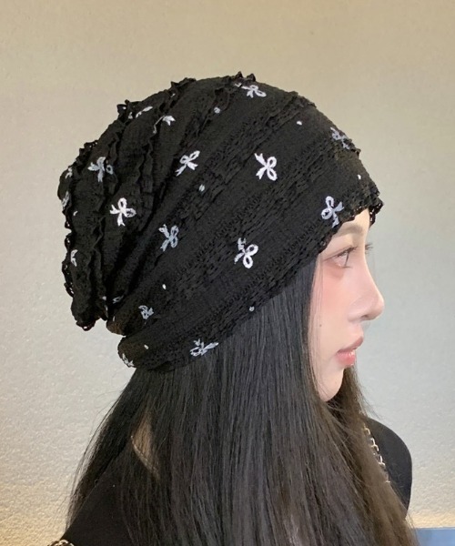 ニット帽 ニットキャップ レースリボンサマーニットビーニー レディース | lulufa | 15