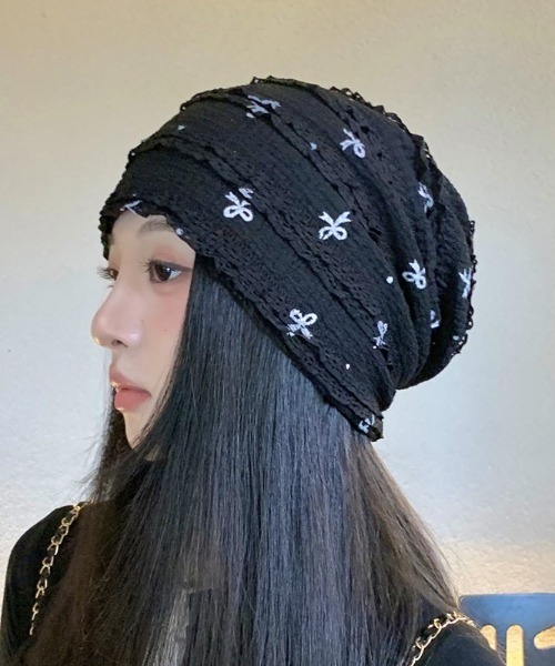 ニット帽 ニットキャップ レースリボンサマーニットビーニー レディース | lulufa | 16