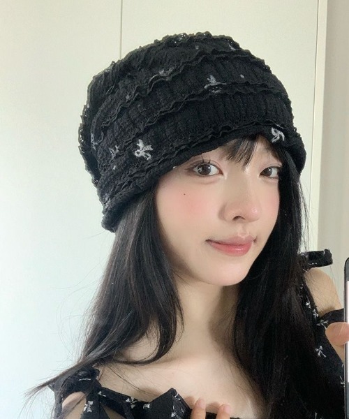 ニット帽 ニットキャップ レースリボンサマーニットビーニー レディース | lulufa | 18