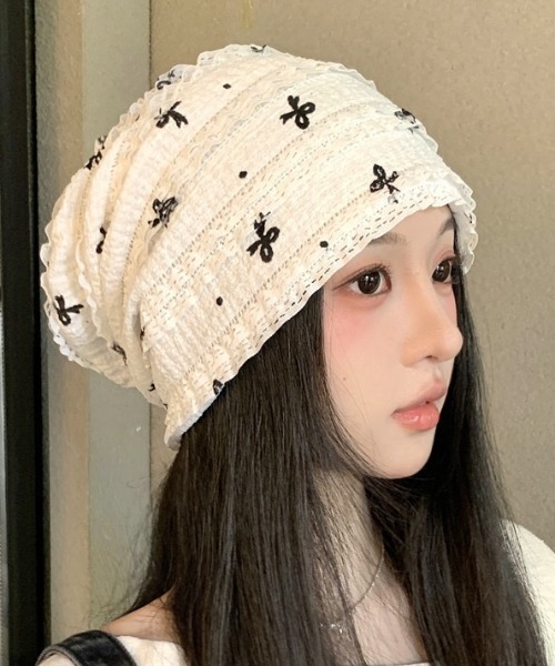 ニット帽 ニットキャップ レースリボンサマーニットビーニー レディース | lulufa | 07