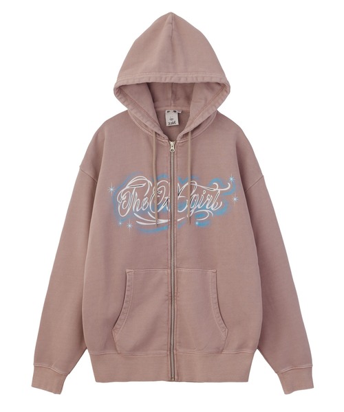 X-girl（エックスガール） パーカー LETTERING SPRAY LOGO ZIP UP 