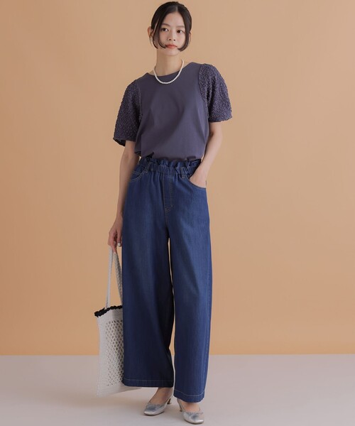 tシャツ 半袖 パフジャカードコンビジャージー パフスリーブカットソー レディース | 組曲 | 08