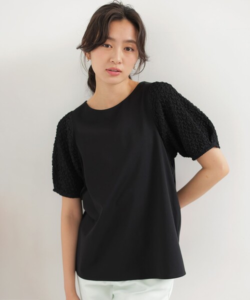 tシャツ 半袖 パフジャカードコンビジャージー パフスリーブカットソー レディース | 組曲 | 15