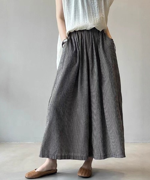 ワイドパンツ パンツ ギンガムチェックワイドパンツ レディース | ブランド登録なし | 04