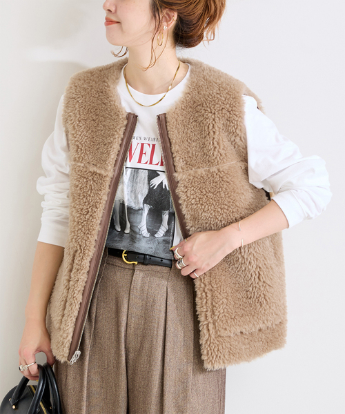 A.P.C.ムートンベスト フランス製 イーストバイウエスト期 B.C STOCK（ベーセーストック） ベスト ジレ 「追加」ムートンライク