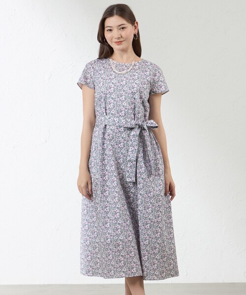 AMACA アマカ 風景柄 ワンピース 半袖 新品 AMACA（アマカ） ワンピース 半袖 「LIBERTY」May Morris サック
