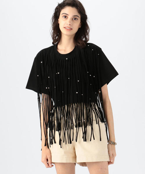 送料無料得価 tシャツ ZOZOTOWN PayPayモール店 - 通販 - PayPayモール Tシャツ ISABEL MARANT BIANEA スタッズ×フリンジハーフスリーププルオーバー 正規店得価